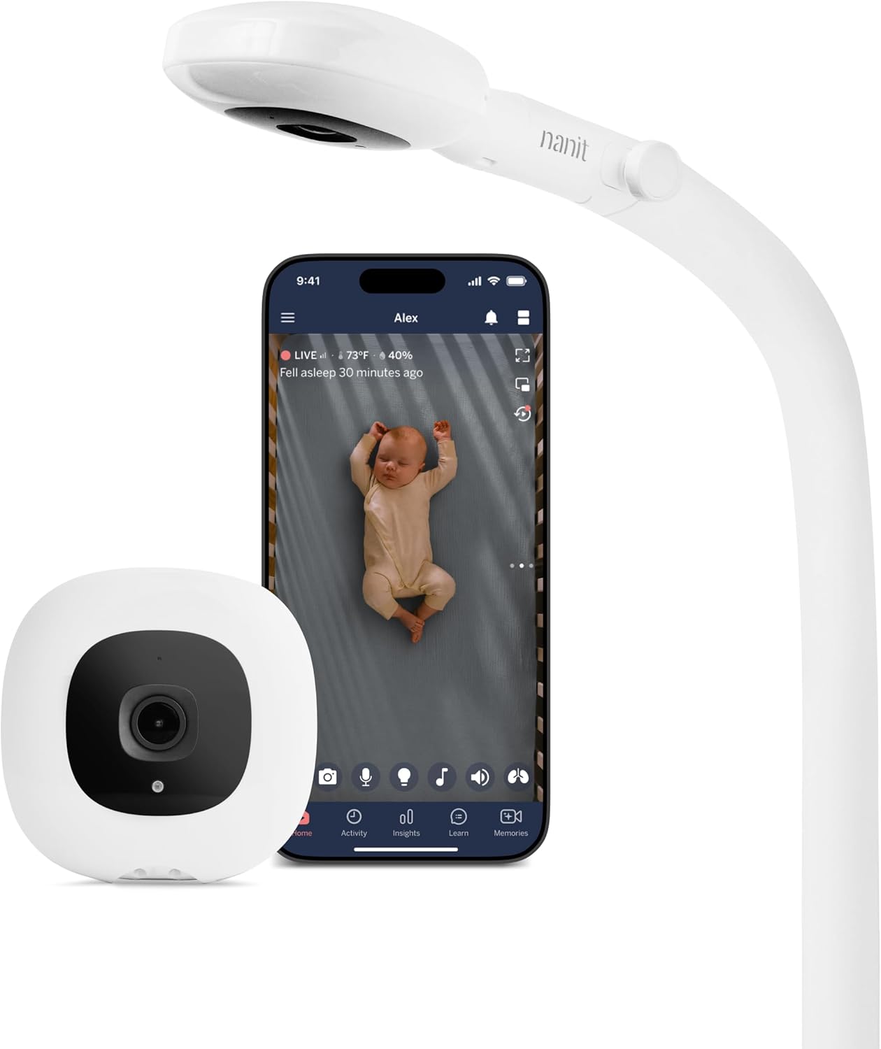 Nanit Pro Smart Baby Monitor - 1080p Wi-Fi Video Camera, 2-Way Audio, See Your Baby from Anywhere, Sound/Motion/Cry Notifications, Night Vision